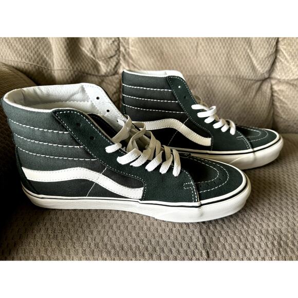 MENS VANS OFF THE WALL GREEN/WHITE HIGH TOP SNEAKERS SIZE 8 - Picture 4 of 8